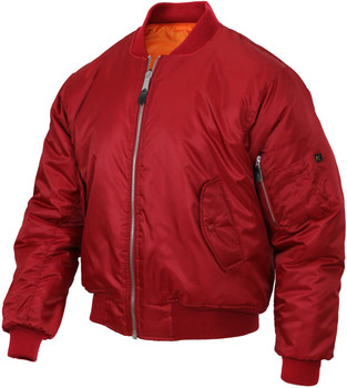 Bright Red Military Air Force MA-1 Reversible Bomber Coat Flight Jacket